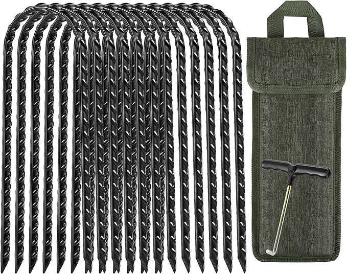 12 Pack Trampoline Stakes, 12 Inches Trampoline Wind Stakes, Heavy Duty Ground Anchors, U Shaped