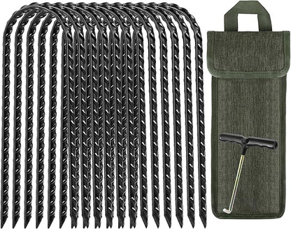 12 Pack Trampoline Stakes, 12 Inches Trampoline Wind Stakes, Heavy Duty Ground Anchors, U Shaped