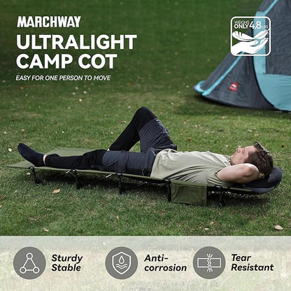 MARCHWAY Ultralight Folding Tent Camping Cot Bed, Portable Compact for Outdoor Travel, Base Camp