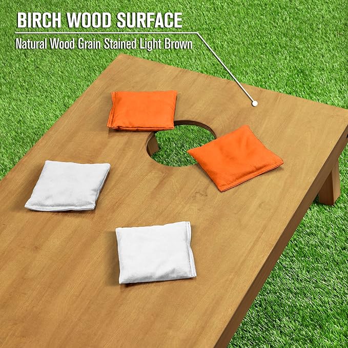 GoSports 4 ft x 2 ft Regulation Size Wooden Cornhole Boards Set - Includes Carrying Case - Full