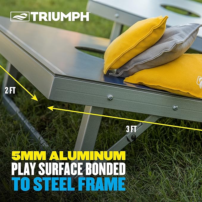TRIUMPH SPORTS USA All-Weather Aluminum 2x3 Cornhole Set - Includes 2 Boards, 8 Cornhole Bags, and