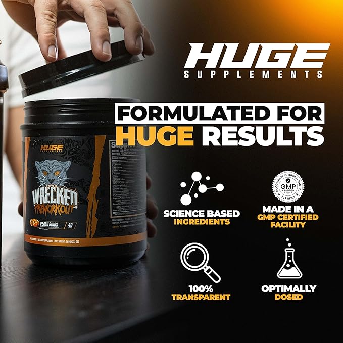 Wrecked Pre Workout Powder, Advanced Formula, Boosts Energy, Focus, Pumps & Performance, 10g