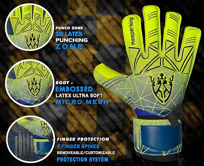 Soccer Goalie Goalkeeper Gloves for Kids Boys Youth & Adult,Latex Strong Grip Palms with Removable