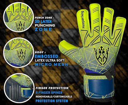 Soccer Goalie Goalkeeper Gloves for Kids Boys Youth & Adult,Latex Strong Grip Palms with Removable