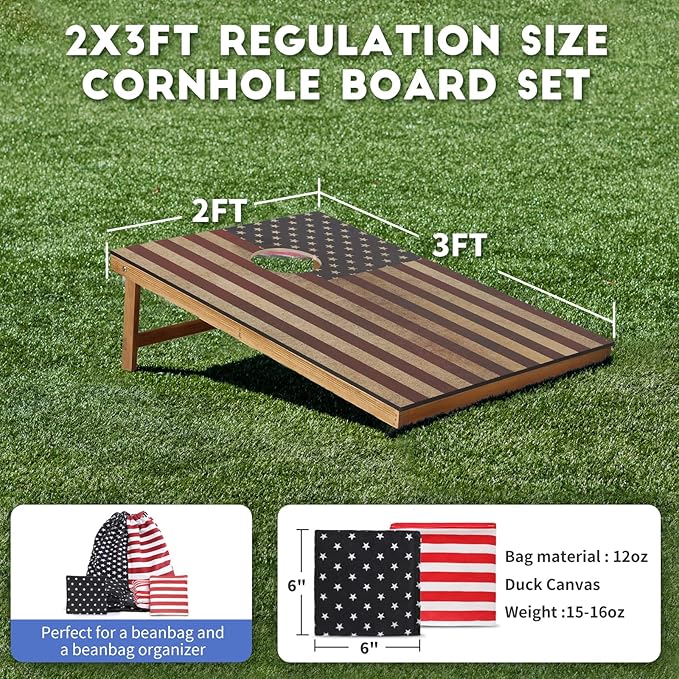 Cornhole Set, Corn Holes Outdoor Game, Regulation Cornhole Boards, Portable Cornhole Set, Classic
