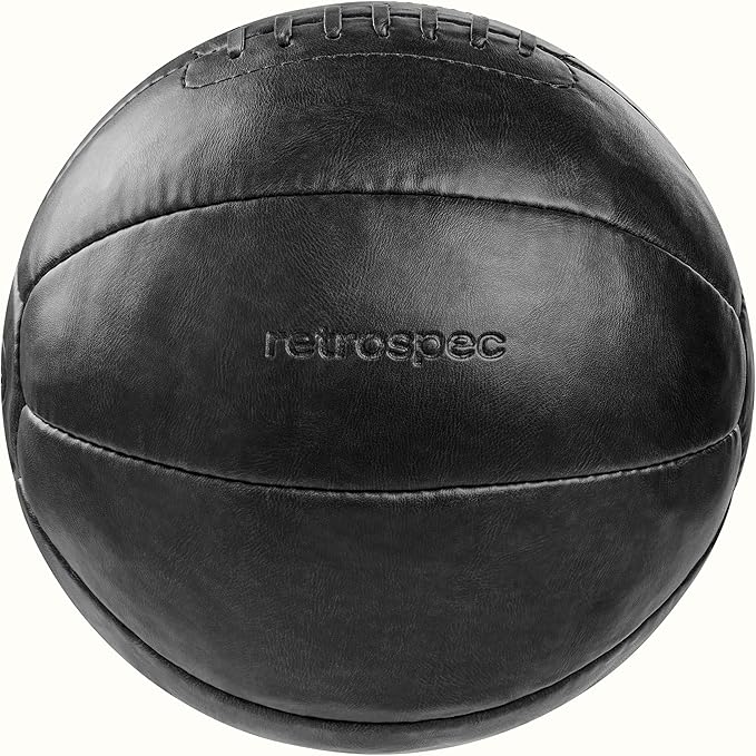 Core Weighted Medicine Ball 4, 6, 8, 10, 12, 14, 16, 20, 25, 30 lbs, Soft Touch Vegan Leather with