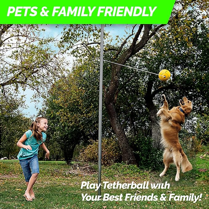 STERLING Sunnywood Sports Heavy Duty Tetherball Set for Outdoor Backyard with Ball, Rope and Pole