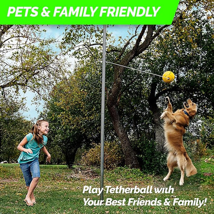 STERLING Sunnywood Sports Heavy Duty Tetherball Set for Outdoor Backyard with Ball, Rope and Pole