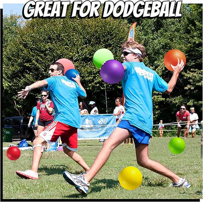10 Inch Kickball Playground Balls - (Pack of 6) Inflatable Rubber Indoor Outdoor Bouncy Balls for
