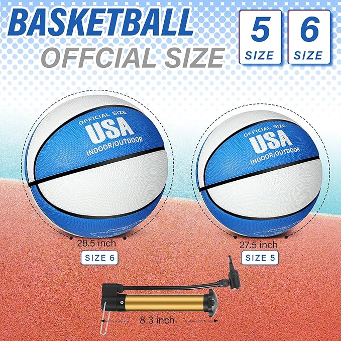 Libima 4 Pcs Rubber Basketball with Pump Official Size Indoor Outdoor Basketball Game Practice