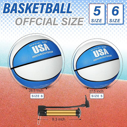 Libima 4 Pcs Rubber Basketball with Pump Official Size Indoor Outdoor Basketball Game Practice