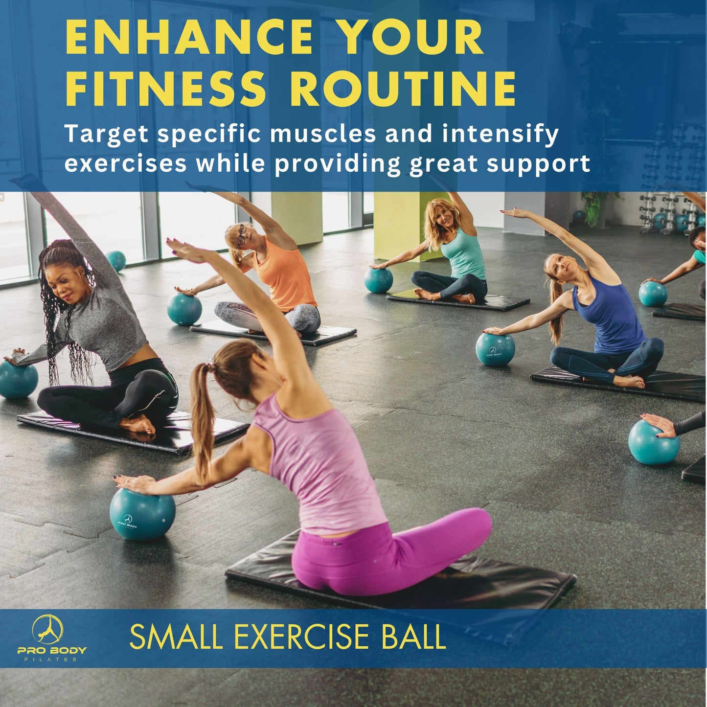 ProBody Pilates Ball Small — 9 Inch Small Exercise Ball (Blue)