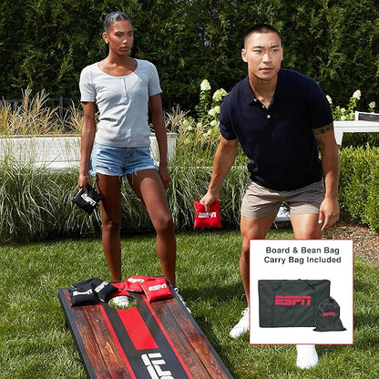 ESPN Cornhole Board Set Includes Bean Bags and Travel Case, Ideal for Kids Games, Family Games, and