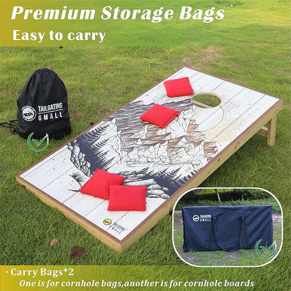 Cornhole Board Set 4FTx2FT Solid Wood Regulation Size Cornhole Set Includes 8 Cornhole Bags for