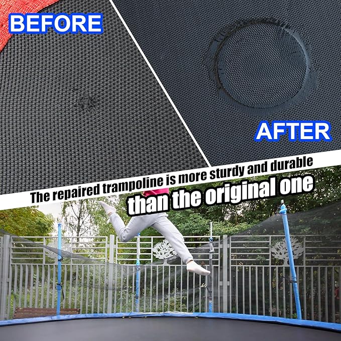 Trampoline Patch Repair Kit 4.1'' x 4.1'' Square Patches | Repair Trampoline Mat Tear or Hole in a