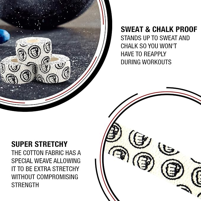 WOD Nation Flexible Hook-Grip Athletic Tape – Easy-Tear, Sweat-Proof Thumb & Finger Strips for