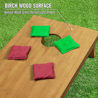 GoSports 4 ft x 2 ft Regulation Size Wooden Cornhole Boards Set - Includes Carrying Case - Full