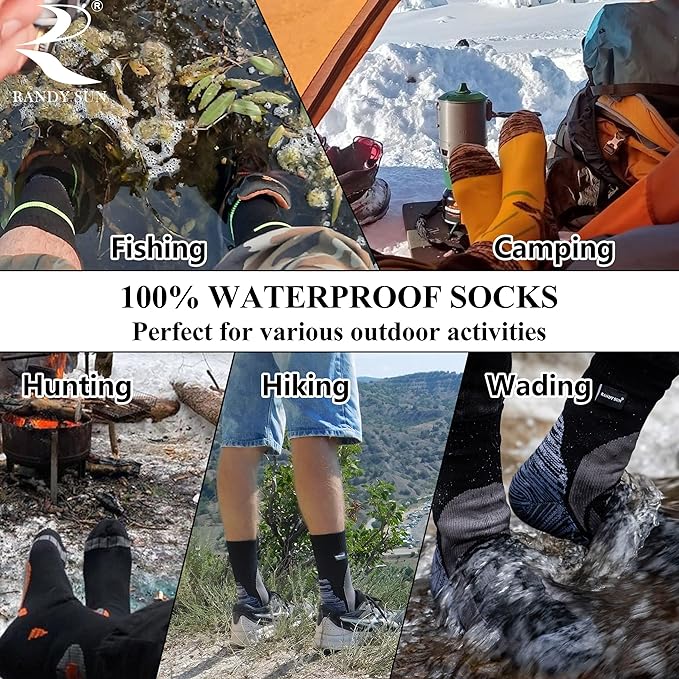 RANDY SUN Waterproof Skiing Socks, [SGS Certified] Unisex Knee High Breathable Hiking Trekking Sock