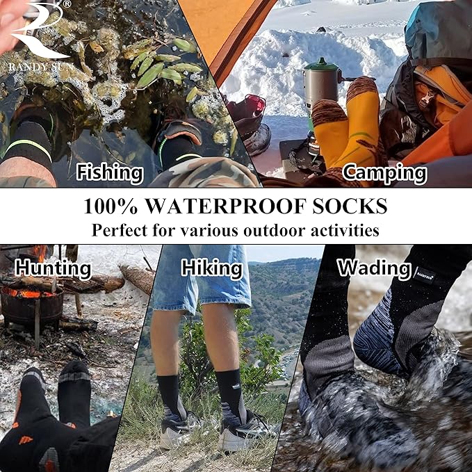 RANDY SUN Waterproof Skiing Socks, [SGS Certified] Unisex Knee High Breathable Hiking Trekking Sock