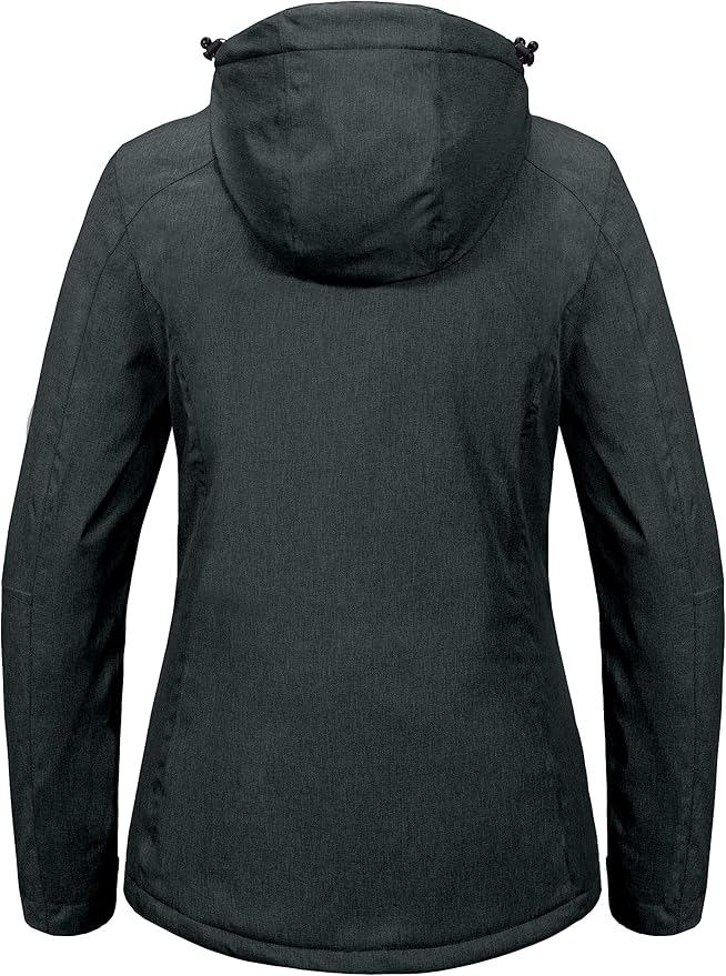 Little Donkey Andy Women's Waterproof Hiking Skiing Jacket with Removable Hood, Fleece Lined Winter