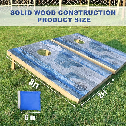 Cornhole Board Set, Regulation Size 4 x 2FT/3 x 2FT Solid Wood Corn Hole Game Set with 8 Bean