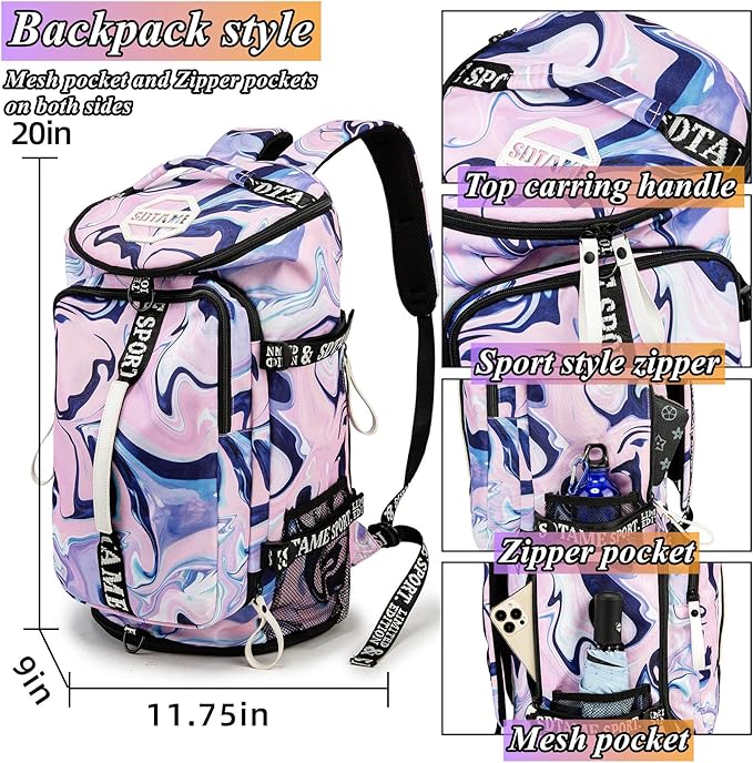 Gym Duffle Bag Backpack with Shoe Compartment,4 ways Travel Backpack for Women and