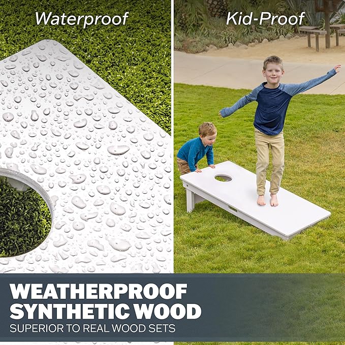 GoSports 4 x 2 ft Resort Collection All Weather Cornhole Boards - Choose Rustic, Beach, White DIY