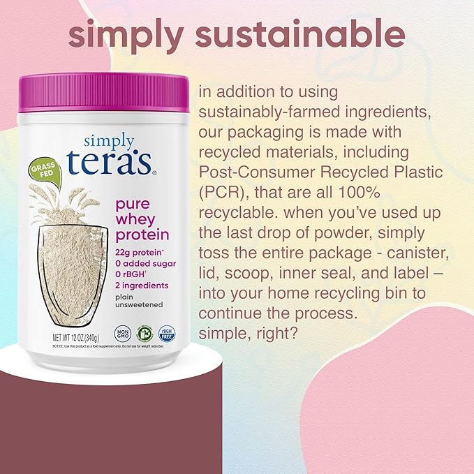 Simply tera's Pure Whey Protein Powder - Grass Fed Whey Protein Powder, Clean & Natural