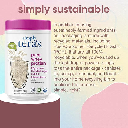 Simply tera's Pure Whey Protein Powder - Grass Fed Whey Protein Powder, Clean & Natural
