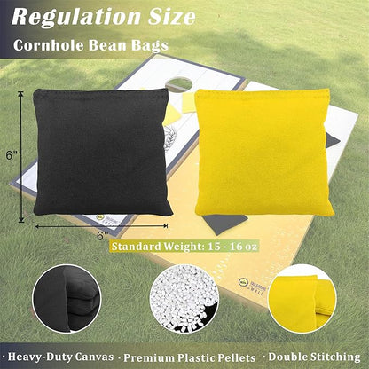Cornhole Board Set 4FTx2FT Solid Wood Regulation Size Cornhole Set Includes 8 Cornhole Bags for