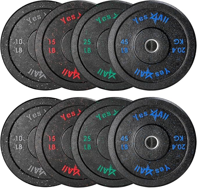 Yes4All 2" Bumper Plate, 10-190 LB Olympic Rubber Weight Plate with Steel Hub for WeightLifting