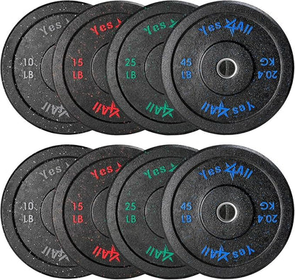 Yes4All 2" Bumper Plate, 10-190 LB Olympic Rubber Weight Plate with Steel Hub for WeightLifting