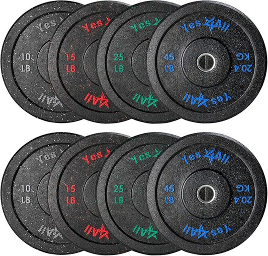 Yes4All 2" Bumper Plate, 10-190 LB Olympic Rubber Weight Plate with Steel Hub for WeightLifting