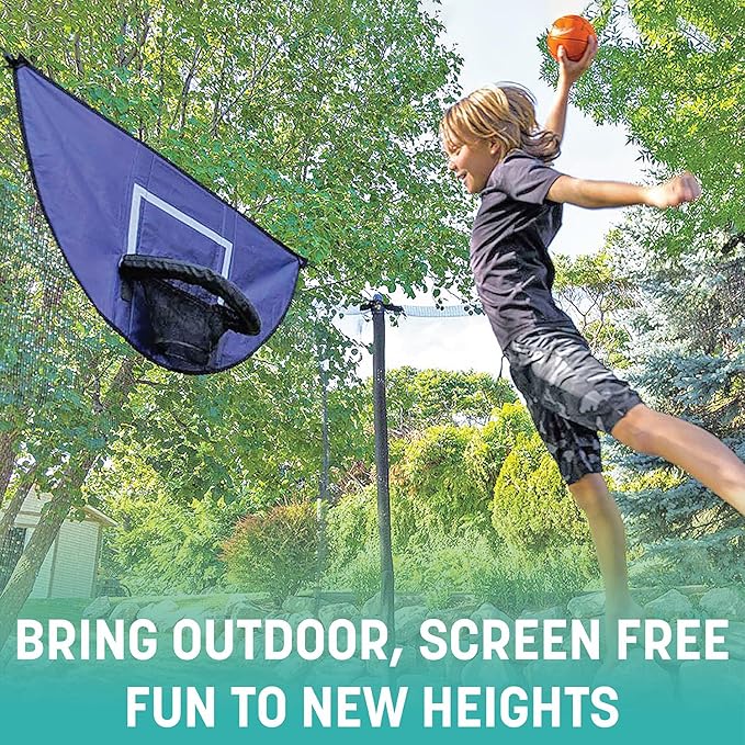 Skywalker Trampoline Outdoor 8 FT, 12 FT, 15 FT Jump N’ Dunk Round Outdoor Trampoline with Net