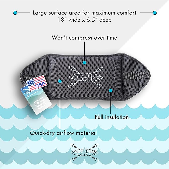 Lumbar Cushioned Seat Pad, Gel Seat Pad for Kayaks, Portable Seat Cushion for Outdoor Watersports