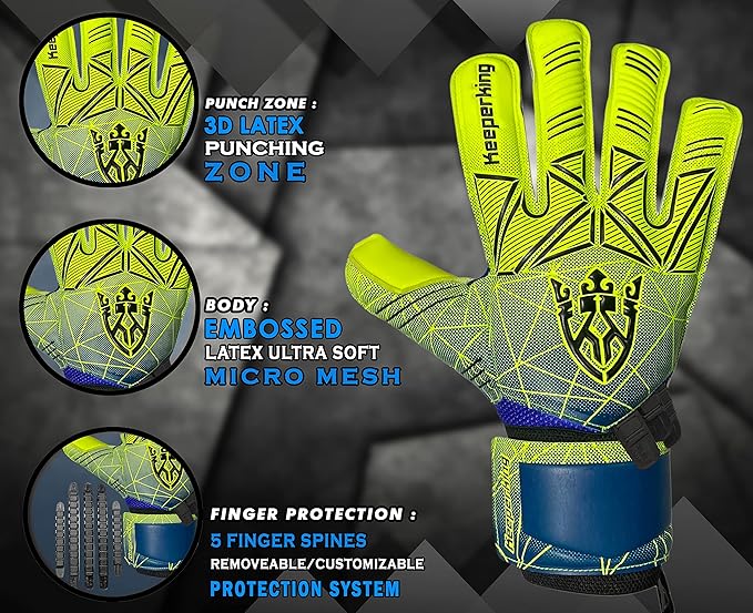 Soccer Goalie Goalkeeper Gloves for Kids Boys Youth & Adult,Latex Strong Grip Palms with Removable