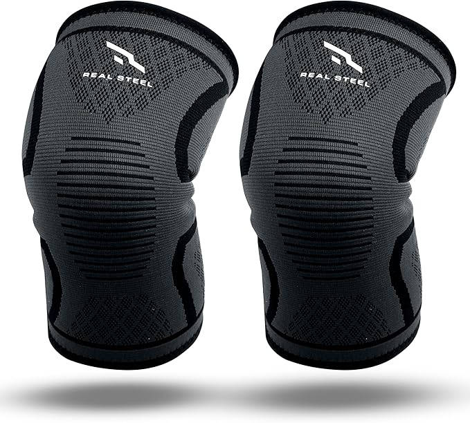 Real Steel Compression Knee Brace for Women & Men 1-Pair Knee Brace for Running Knee Pain, Knee