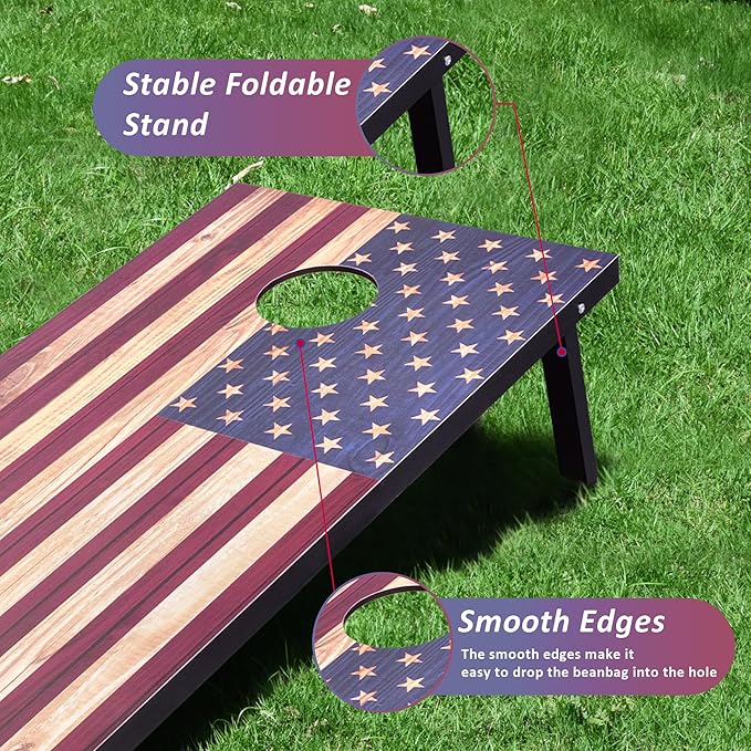 Cornhole Set, Regulation/Tailgate Size Cornhole Boards with 8 Bean Bags and Carrying Case, 4x2/3x2