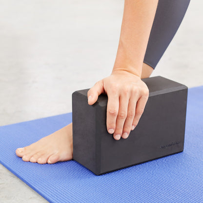 Amazon Basics Non-Slip Yoga Blocks, Set of 2, Deepen Poses, 4" x 9" x 6", Black