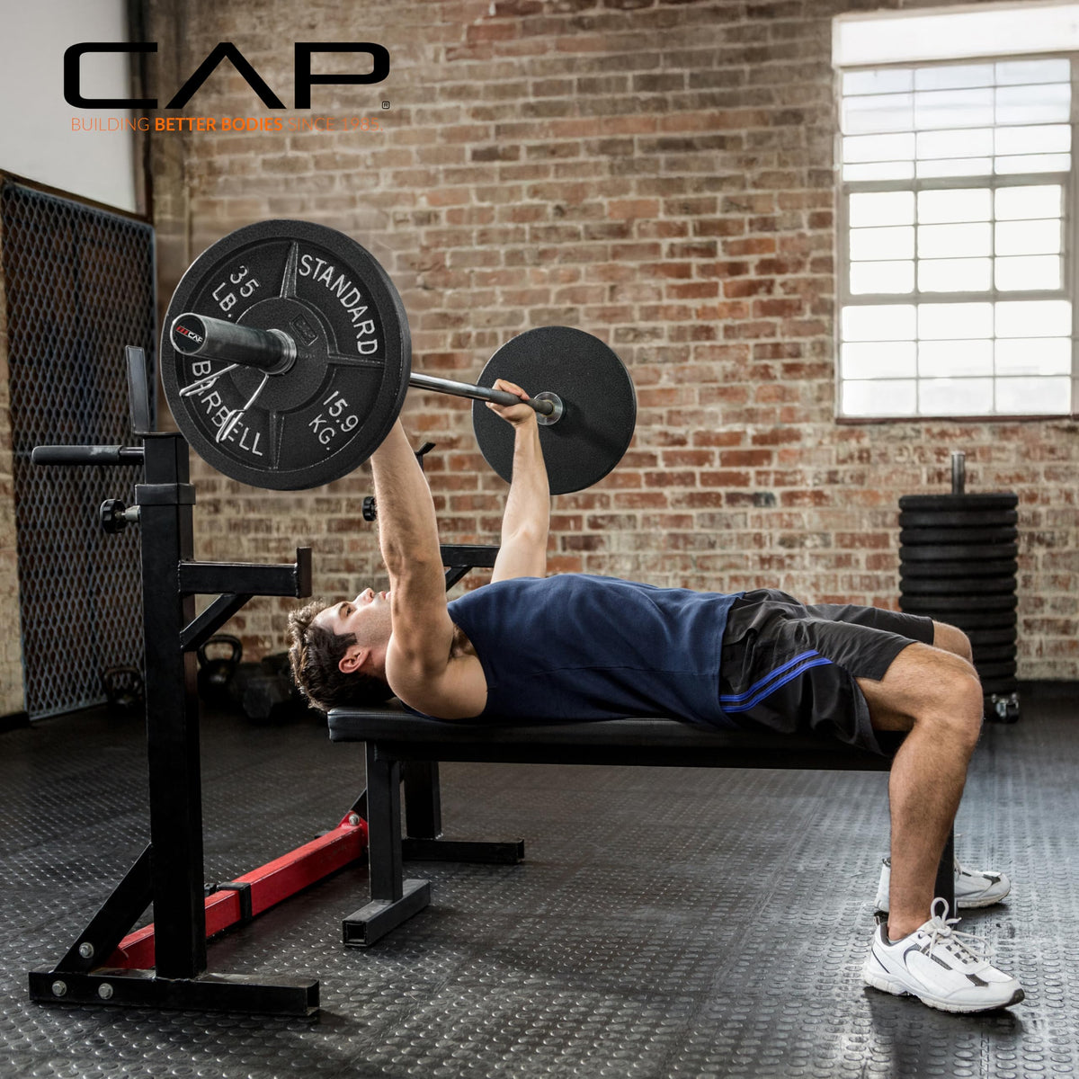 CAP Barbell 75 LB Classic Olympic 2-Inch Cast Iron Weight Plate Set | Black