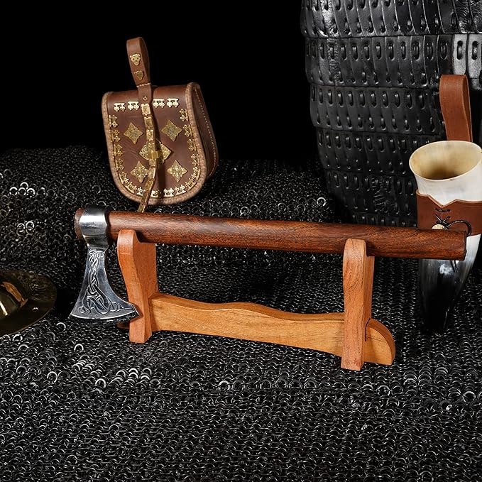 Mythrojan Medieval Sword Stand Solid Wood Horizontal Display Rack for Katana, Samurai, Gladiator