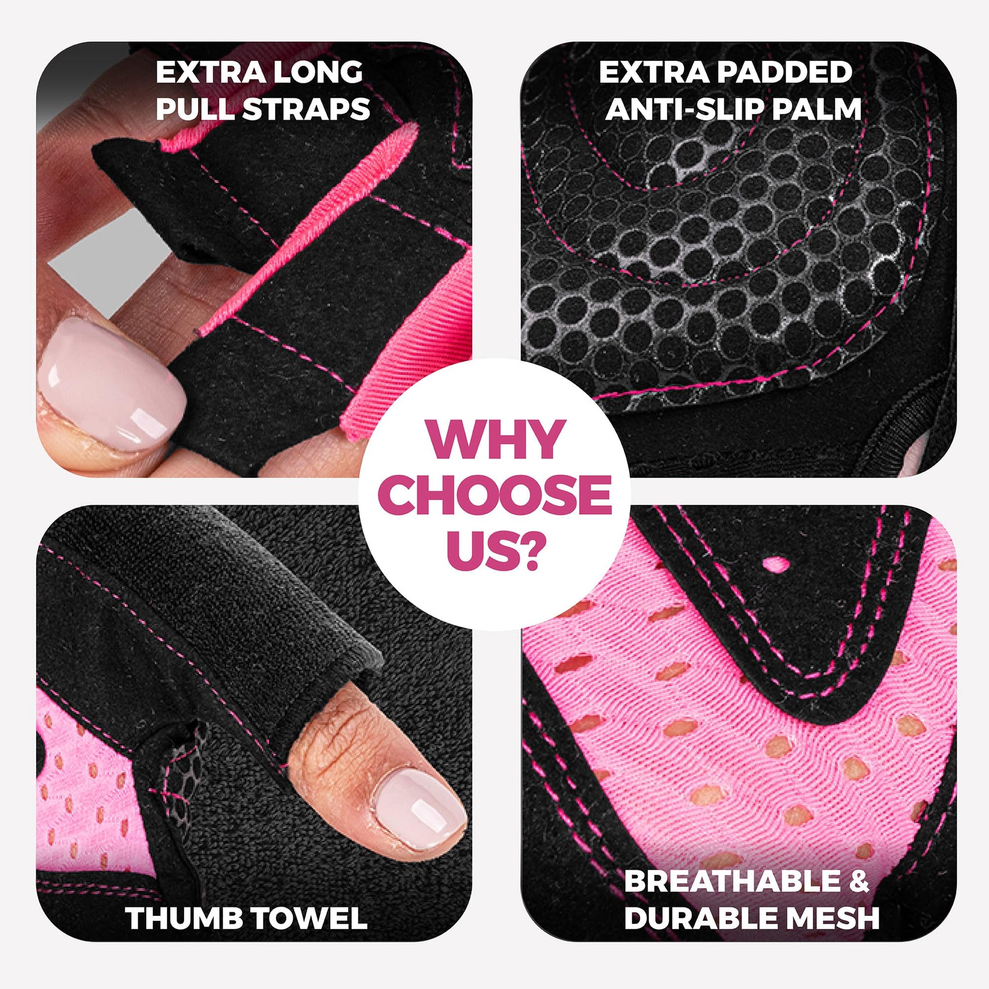 MhIL Workout Gloves for Women – Breathable Gym Gloves for Women with Palm Protection and Enhanced