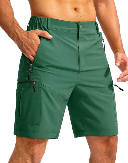 Pudolla Men's Hiking Cargo Shorts 9" Lightweight Outdoor Work Shorts for Men Travel Golf Camping