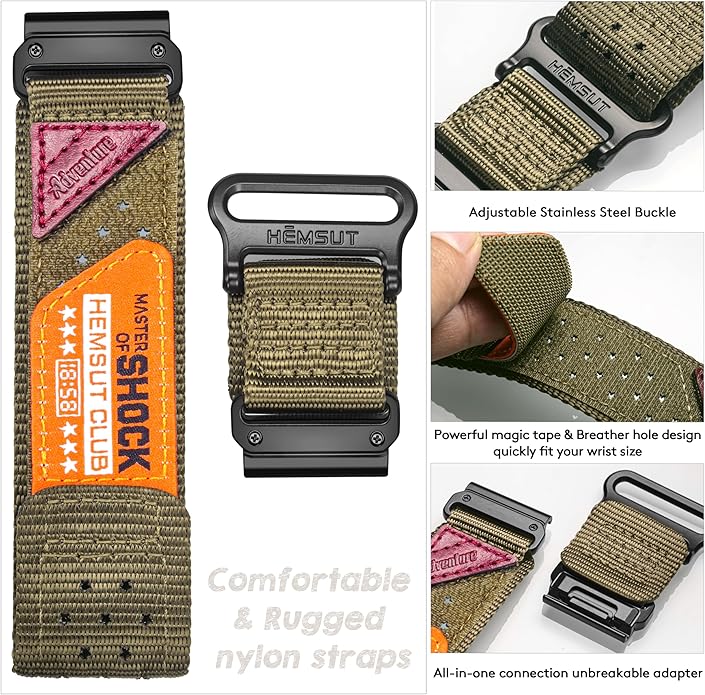 Rugged Nylon Sports Strap With Woven Loop Design, Compatible With Venu 2, 3, Plus, Sq, Sq 2, Music