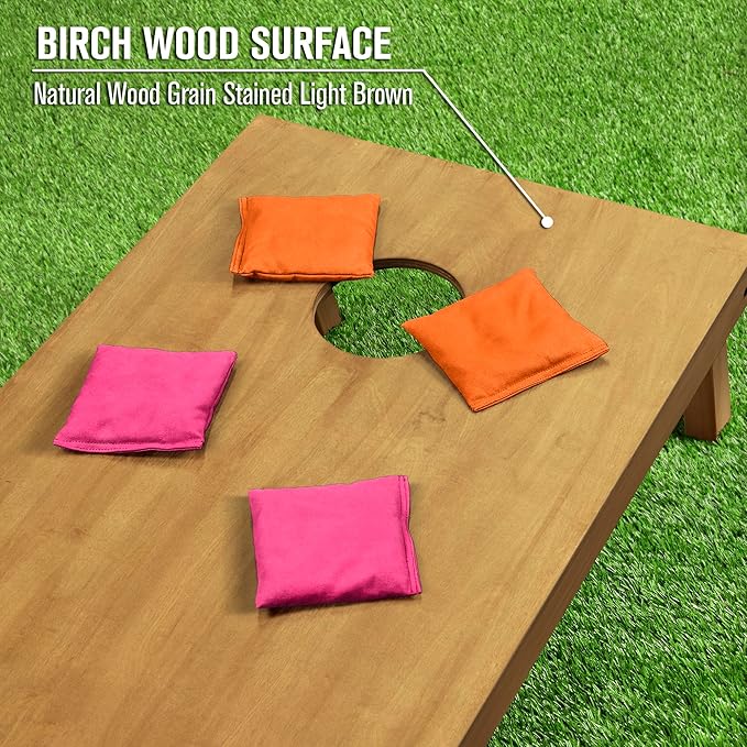 GoSports 4 ft x 2 ft Regulation Size Wooden Cornhole Boards Set - Includes Carrying Case - Full