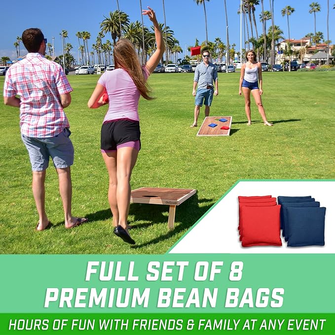 GoSports Portable Cornhole Sets, 8 Styles – Choose 4 x 2 ft or 3 x 2 ft - Boards Include 8 Bean
