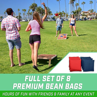 GoSports Portable Cornhole Sets, 8 Styles – Choose 4 x 2 ft or 3 x 2 ft - Boards Include 8 Bean