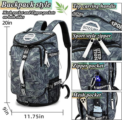 Gym Duffle Bag Backpack with Shoe Compartment,4 ways Travel Backpack for Women and