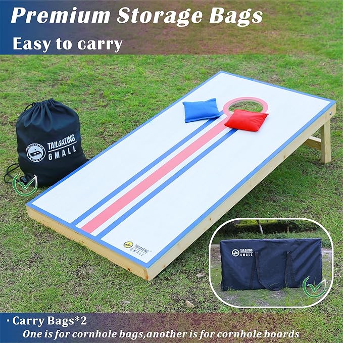 Cornhole Board Set 4FTx2FT Solid Wood Regulation Size Cornhole Set Includes 8 Cornhole Bags for