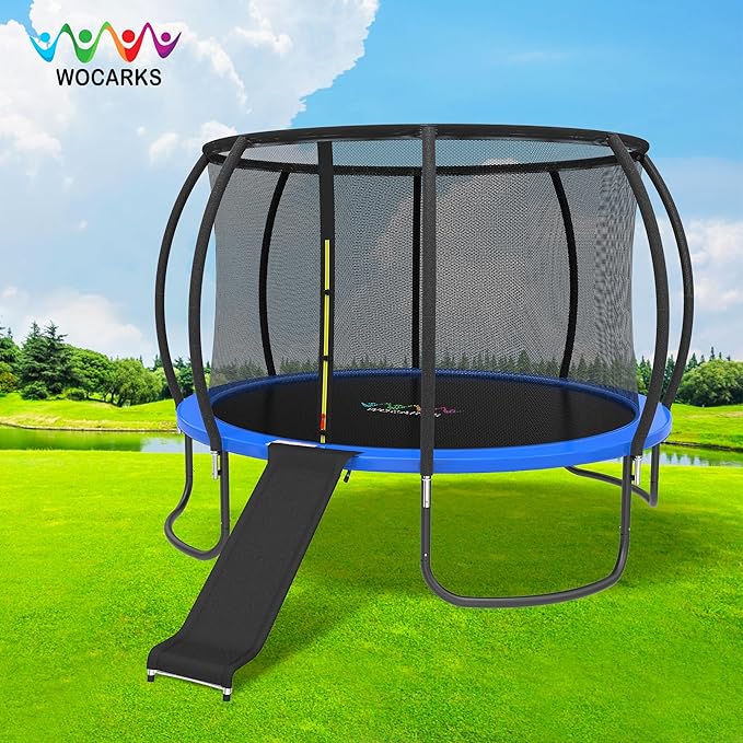 Ergonomic Trampoline Slide with Buffer Region for Children Kids, Outdoor Trampoline Slide